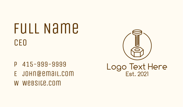 Minimalist Nuts & Bolt Business Card Design Image Preview