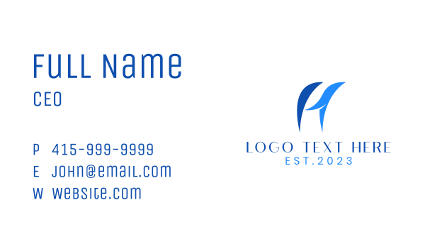 Corporate Aquatic Letter H  Business Card Design Image Preview