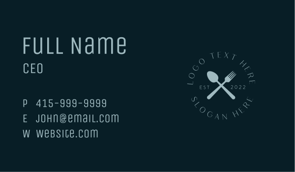 Spoon Fork Restaurant Wordmark Business Card Design Image Preview