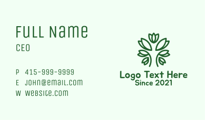 Green Tree Line Art  Business Card Image Preview