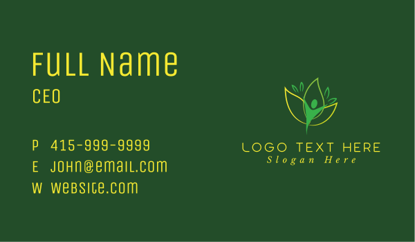 Green Human Leaf Flower Business Card Design Image Preview