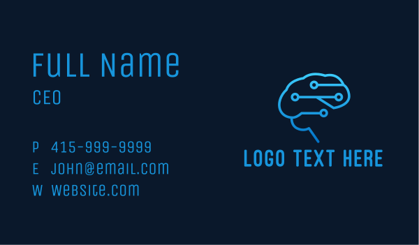 Blue Cyber Brain Programmer  Business Card Design Image Preview
