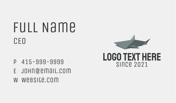 Grey Shark Origami  Business Card Design Image Preview