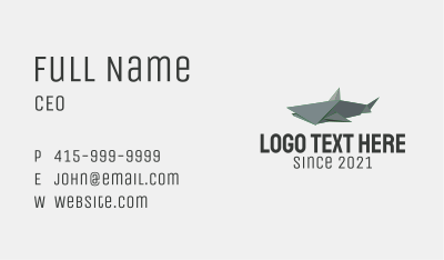 Grey Shark Origami  Business Card Image Preview