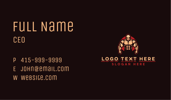 Bodybuilder Muscle Fitness Business Card Design Image Preview