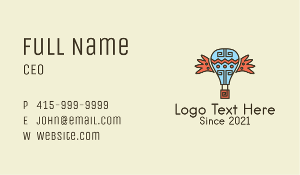 Tribal Air Balloon  Business Card Design Image Preview