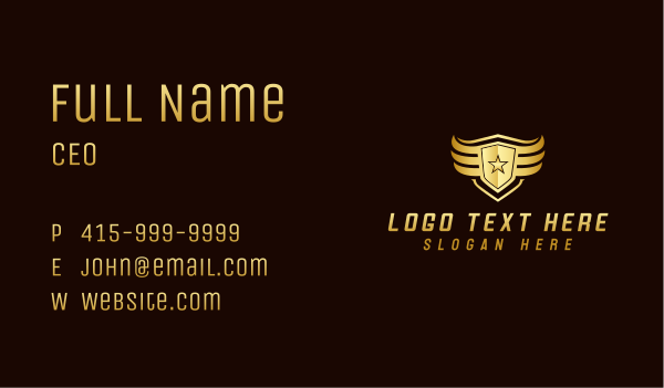 Star Shield Wings Business Card Design Image Preview