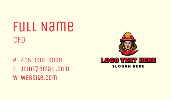Fireman Rescue Mascot Business Card Design Image Preview