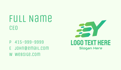 Green Speed Motion Letter Y Business Card