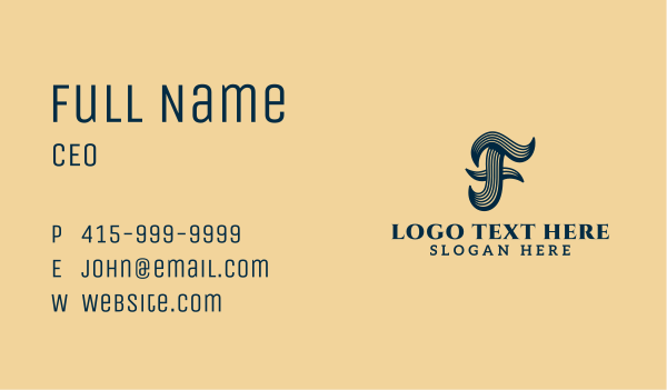 Script Letter F Vintage Business Card Design Image Preview