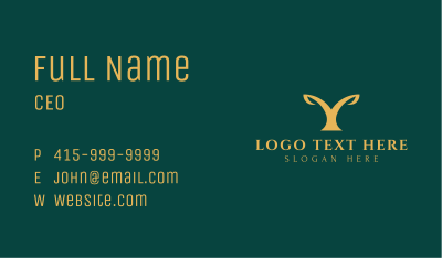Golden Plant Letter Y Business Card Image Preview