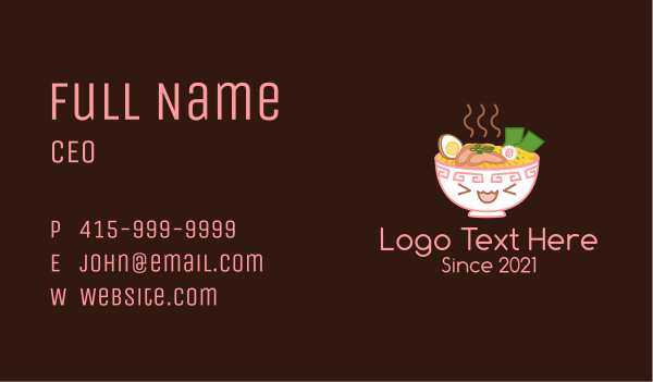 Ramen Noodles Mascot Business Card Design
