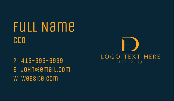 Elegant Gold E & D Monogram Business Card Design Image Preview
