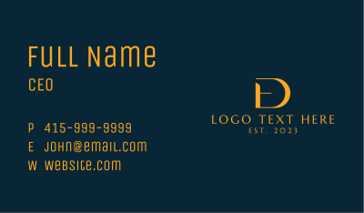 Elegant Gold E & D Monogram Business Card Image Preview