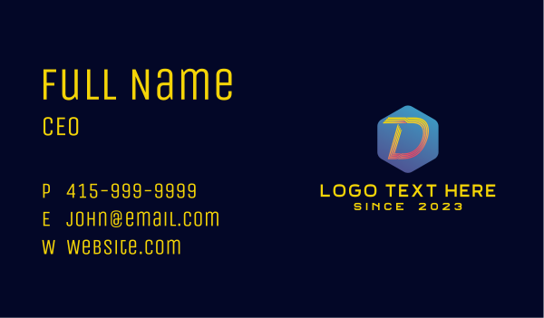 Cyber Tech Letter D Business Card Design Image Preview