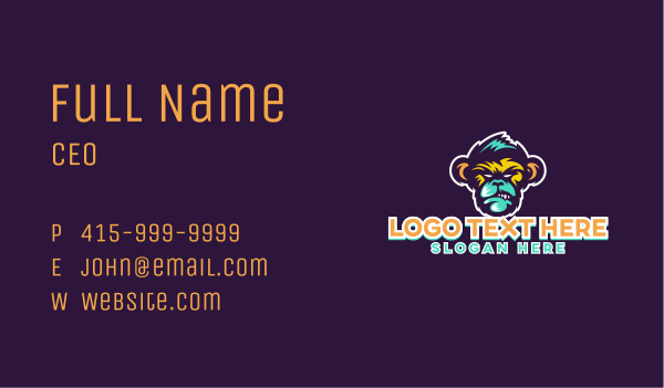 Angry Monkey Gaming Business Card Design Image Preview