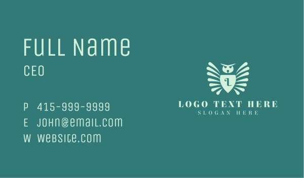 Owl Crest Shield Letter Business Card Design Image Preview