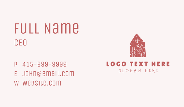 Floral House Cactus Business Card Design Image Preview