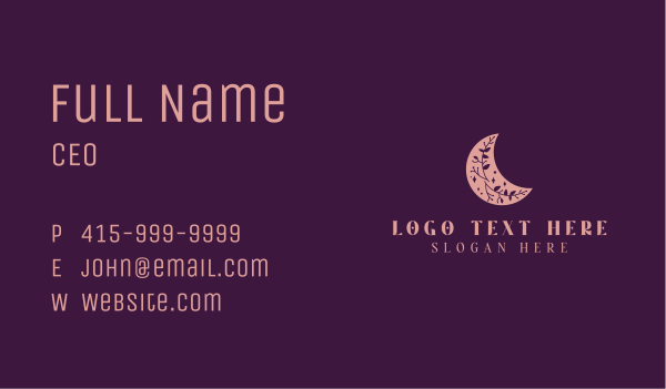 Floral Moon Crescent  Business Card Design Image Preview