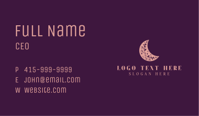 Floral Moon Crescent  Business Card Image Preview