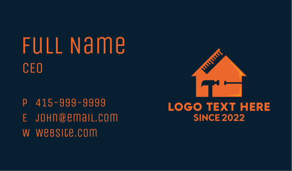 Orange Home Improvement Realtor  Business Card Design Image Preview