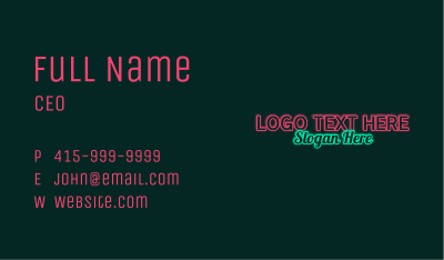 Nightclub Neon Sign Wordmark Business Card Image Preview