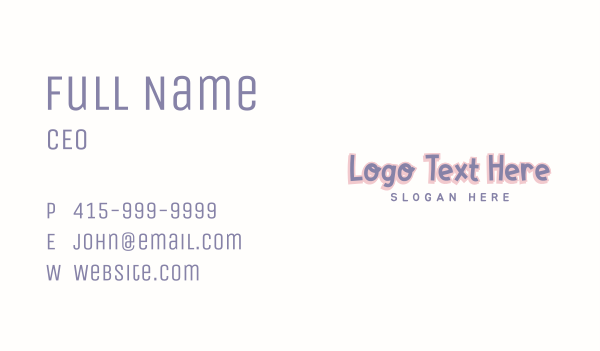 Cute Whimsical Wordmark Business Card Design Image Preview