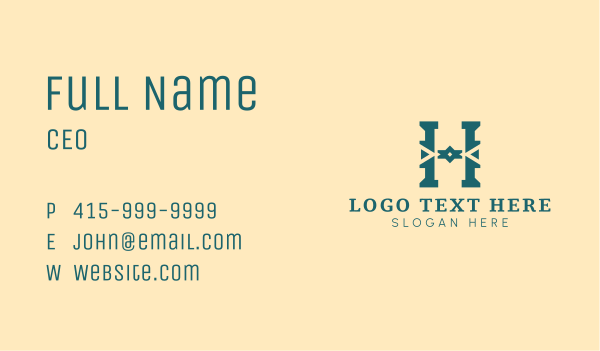 Fancy Green Letter H  Business Card Design Image Preview