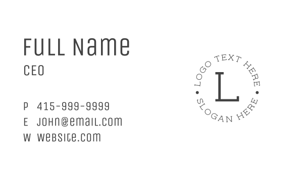 Traditional Round Wordmark Business Card Design Image Preview