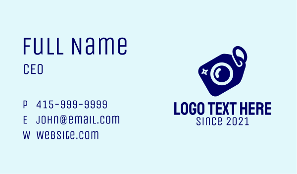 Blue Camera Tag  Business Card Design Image Preview