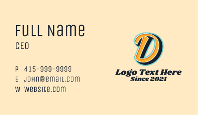 Record Label Letter D Business Card