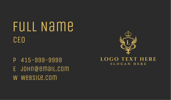 Ornate Wing Crown Business Card Design Image Preview