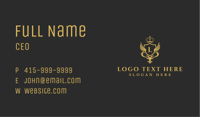 Ornate Wing Crown Business Card Image Preview