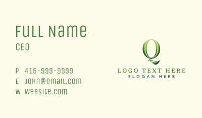 3D Glossy Letter Q Business Card Image Preview