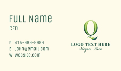 3D Glossy Letter Q Business Card