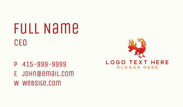 Flaming Chicken Barbecue Business Card Design Image Preview
