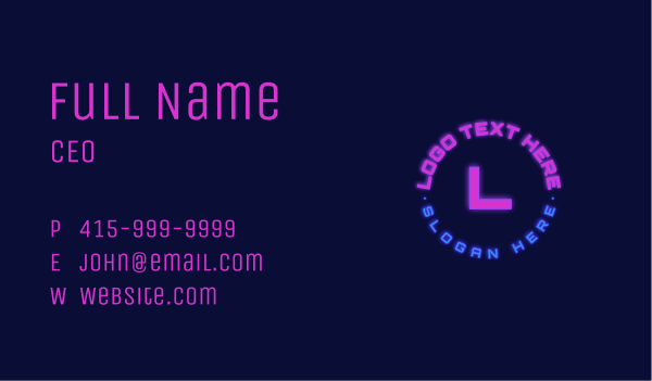 Neon Cyber Letter Business Card Design Image Preview