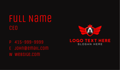 Shield Wings Letter A Emblem Business Card Image Preview
