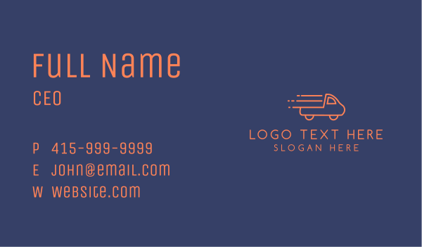 Orange Pickup Truck Monoline Business Card Design Image Preview