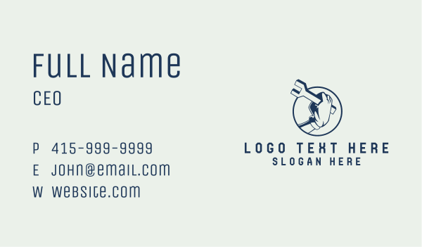 Wrench Handyman Arm Business Card Design Image Preview