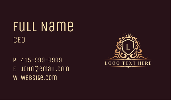 Luxury Aristocrat Shield Crown Business Card Design Image Preview