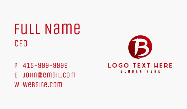 Round Brush Letter B Business Card Design Image Preview