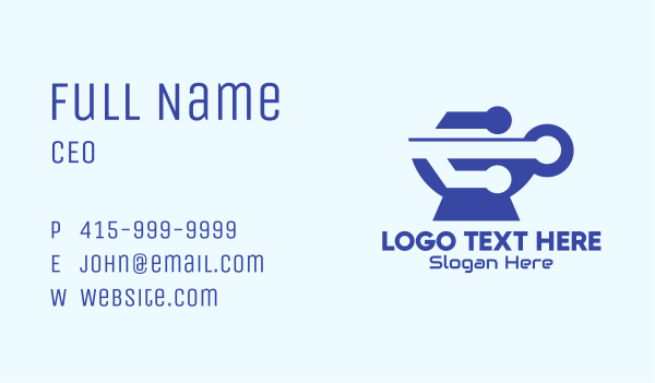 Blue Tech Cup Business Card Design Image Preview