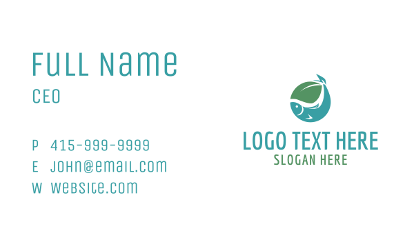 Simple Fish Leaf Business Card Design Image Preview