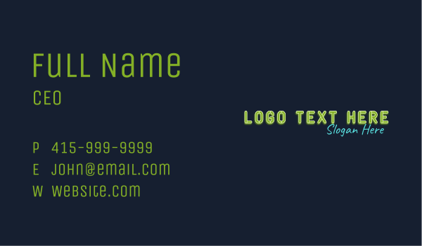 Neon Brand Wordmark Business Card Design Image Preview