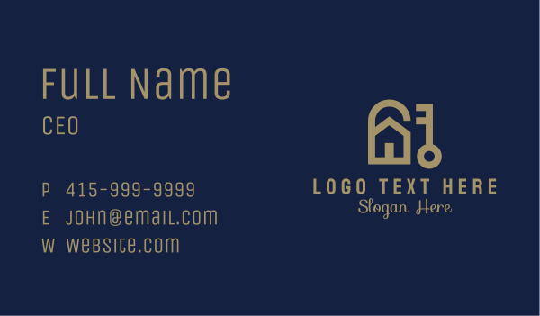 Lock and Key House Business Card Design Image Preview