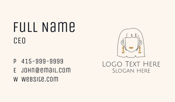 Woman Starry Earrings Business Card Design Image Preview
