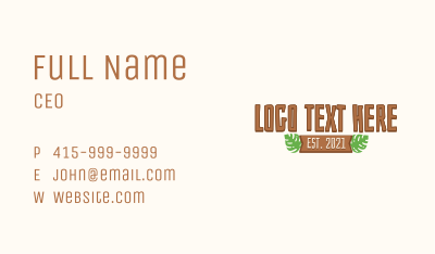 Wooden Tiki Wordmark Business Card Image Preview