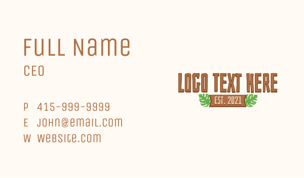Wooden Tiki Wordmark Business Card Design Image Preview