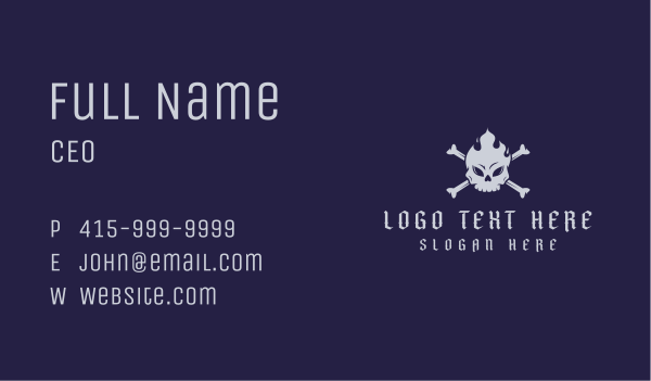 Flaming Skull Tattoo Business Card Design Image Preview